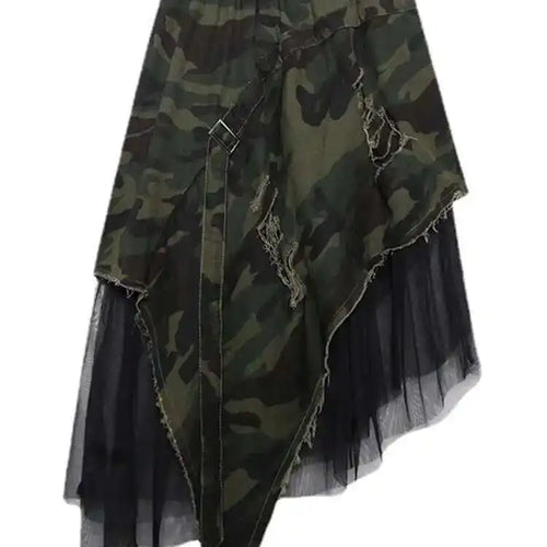 Load image into Gallery viewer, High Elastic Waist Camouflage Irregular Mesh A-line Half-body Skirt Women Fashion Tide New Spring Autumn 2025 1DH6094
