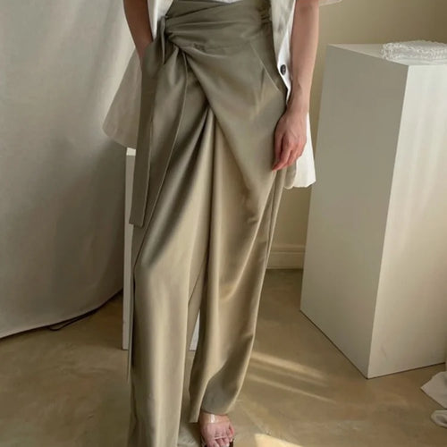 Load image into Gallery viewer, Minimalist Trousers For Women High Waist Spliced Button Casual Loose Wide Leg Pants Female Fashion Style Clothing
