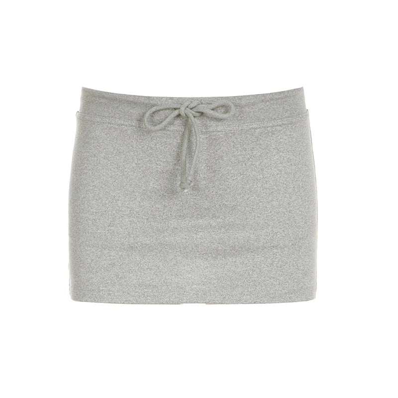 Casual Solid Side Fork Super Short Culottes Women Summer Slimming Sporty Drawstring Mini Bottoms Low Waist Skirt 2025