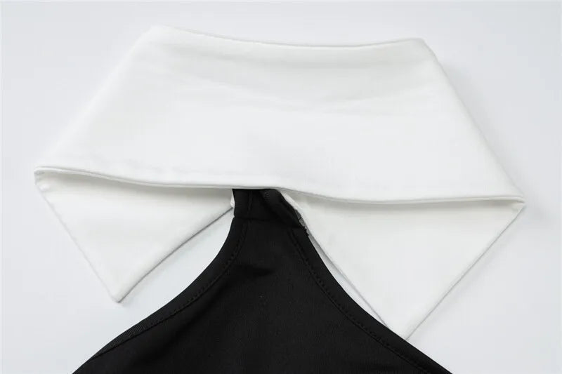 Halter Sleeveless Sexy Mini Dress For Women Fashion Patchwork Off-shoulder Backless Skinny Club Sexy Party Dress