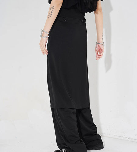 High Elastic Waist Black Button Pocket Long Wide Leg Pants New Trousers Women Fashion Tide Spring Autumn 2025 1DH4927
