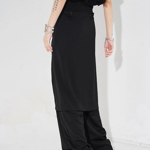 Load image into Gallery viewer, High Elastic Waist Black Button Pocket Long Wide Leg Pants New Trousers Women Fashion Tide Spring Autumn 2025 1DH4927
