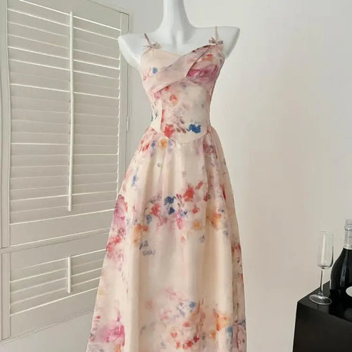 Load image into Gallery viewer, Spring Summer Women Yellow Long Sleeves Cardigan Tops And Retro Floral V-neck High Waist Slim Slip Long Dress 2025 Two-piece Set
