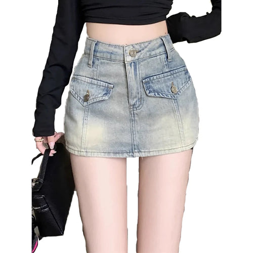 Load image into Gallery viewer, Summer Classic Washed Sexy High Waist Slim Female Mini Skirts New Fashion Distressed Simple A-line Casual Chicly Women Y2k Skirt
