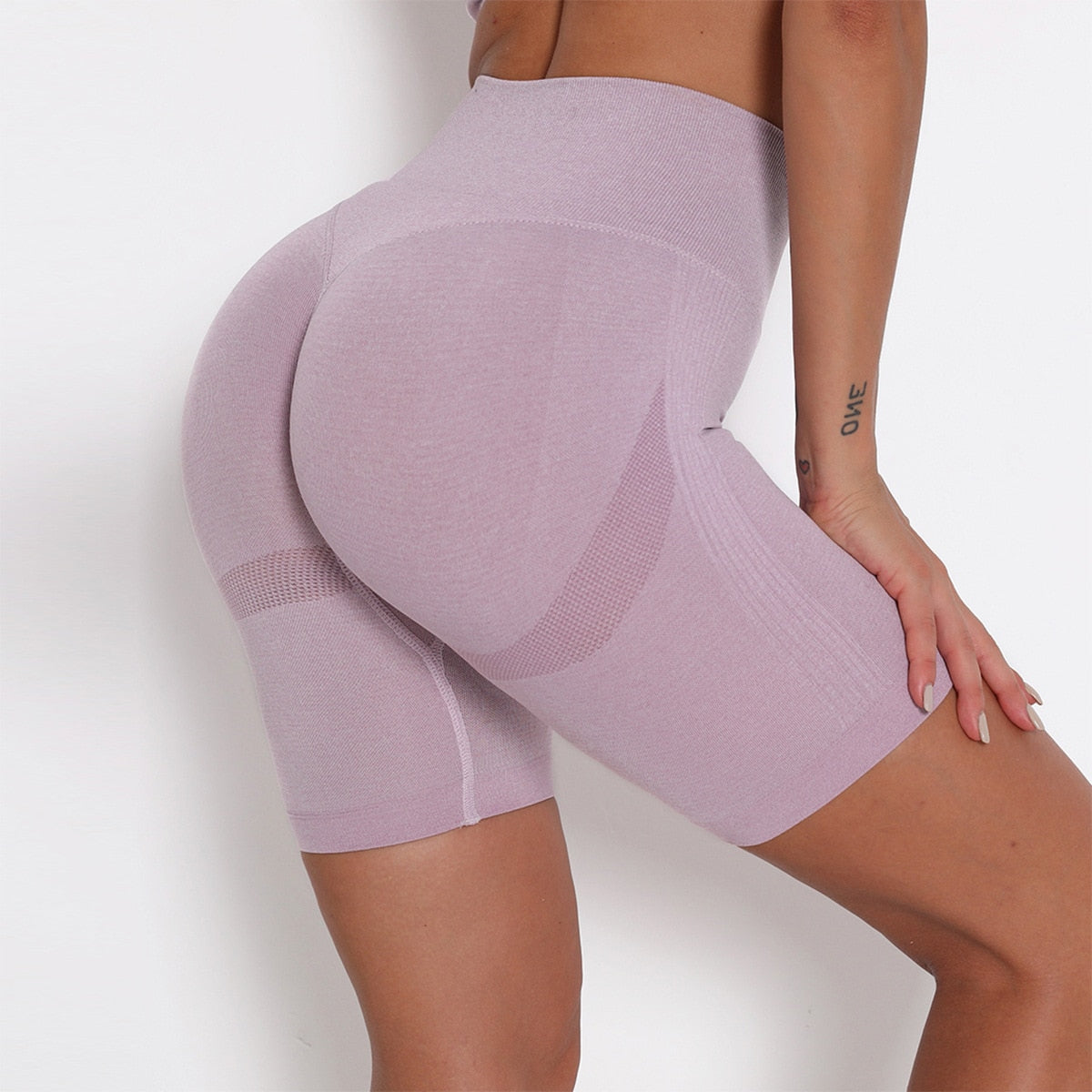 Sport short leggings women seamless Peach Hip Solid Color Sexy High Waist scrunch Pants