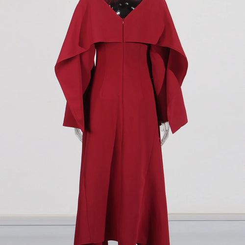 Load image into Gallery viewer, Solid Spliced Temperament Loose Dresses For Women O Neck Long Sleeve High Waist Elegant Dres Female Fashion Style
