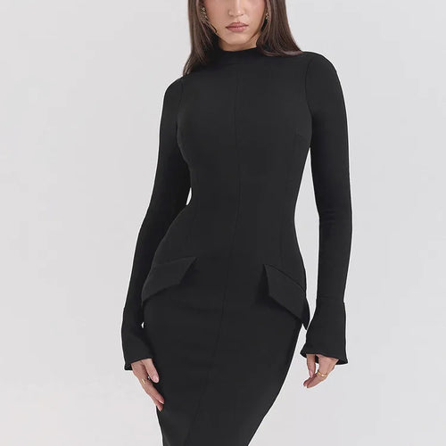 Load image into Gallery viewer, Elegant Long Sleeve Elastic Tight Party Evening Dress Women 2025 Autumn/Winter Fashion Vestidos New Slim Female Clothing
