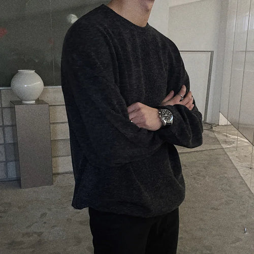 Load image into Gallery viewer, Men Long Sleeve Sweatshirts Round Neck Design New Spring Korean Loose Solid Color Casual Pullover Male Clothing 9W1484
