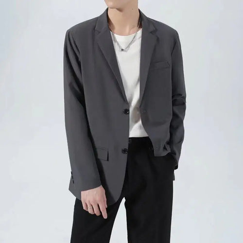 Load image into Gallery viewer, Korean Tide Male Suit Jacket Business Style Turn-down Collar Casual Trendy Top Men's Spring Autumn Loose Simple 9W1217

