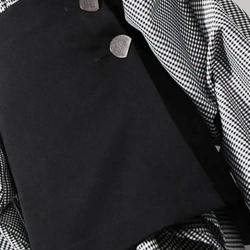 Load image into Gallery viewer, Women Black Plaid Irregular Stitch Big Size Dress New V-Neck Long Sleeve Loose Fit Fashion Tide Spring Autumn 2025 JG892
