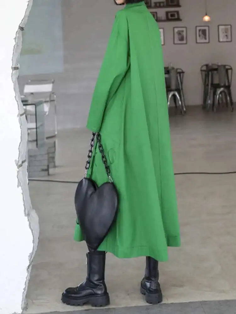 Women Black Hollow Out Big Size Midi Shirt Dress New Lapel Long Sleeve Loose Fit Fashion Tide Spring Autumn 2025 1DF6037