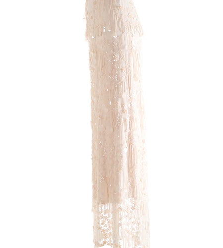 High Elastic Waist Black Sequins Tassels Elegant Long Half-body Skirt Women Fashion Tide New Spring Autumn 2025 1DJ0650