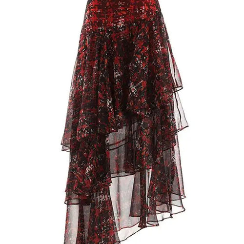 Load image into Gallery viewer, High Waist Green Print Zipper Irregular Mesh Holiday Half-body Skirt Women Fashion Tide New Spring Summer 2025 1DF6554
