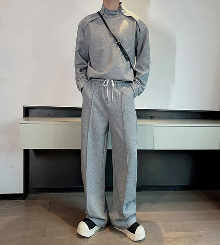 Korean Loose Male Two-piece Set Casual Sports Stand Collar Sweatshirt Wide Leg Sweatpants Men's Suit Spring Fashion 9W1415
