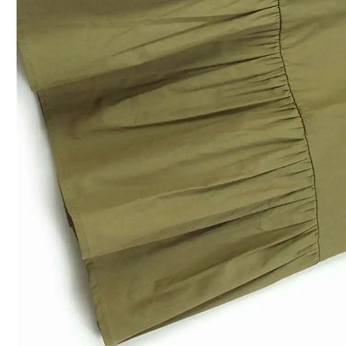 Load image into Gallery viewer, Women Khaki Color-block Pleated Big Size Midi Dress New Round Neck Short Sleeve Fashion Tide Spring Summer 2025 1DH5680
