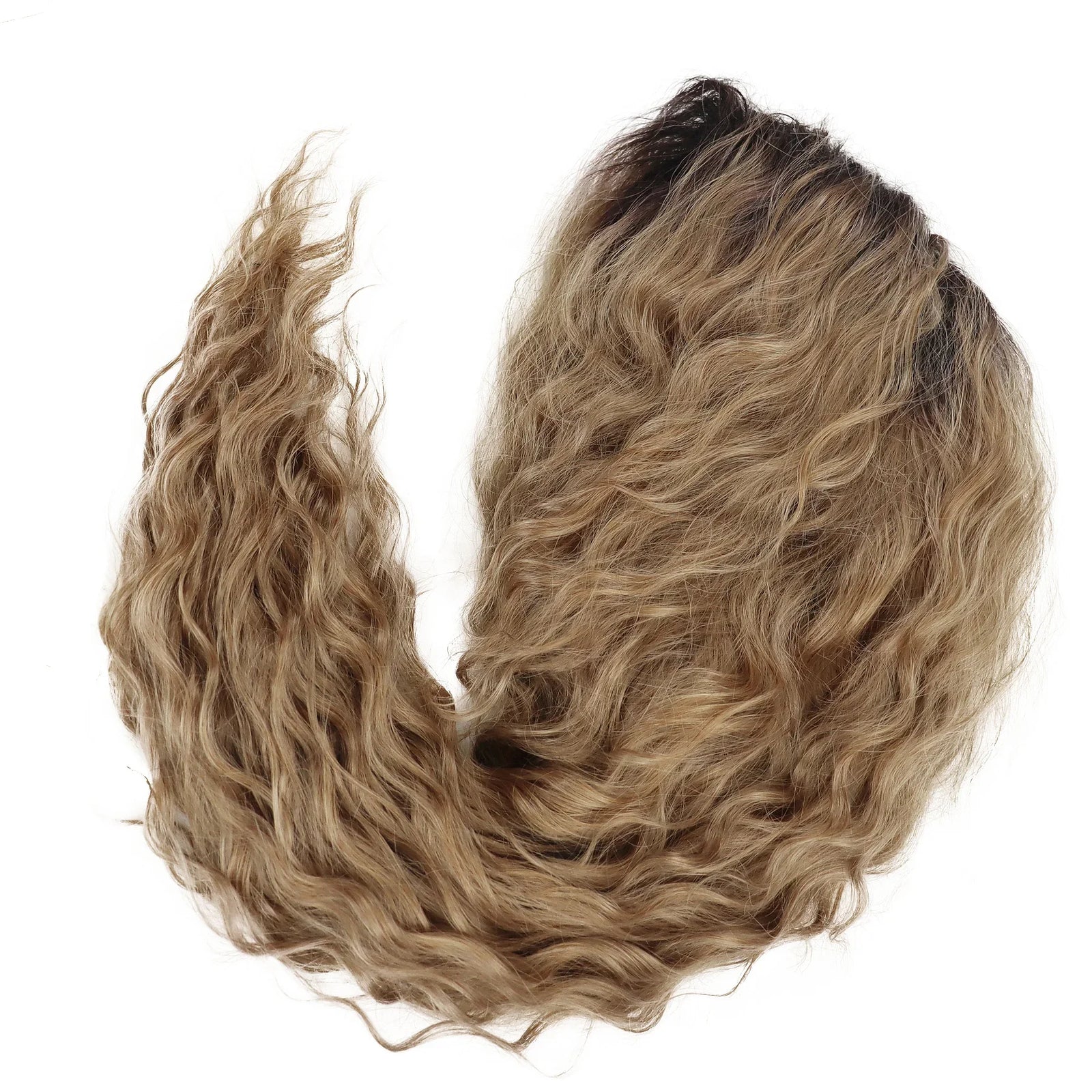 Synthetic Long Wavy Wigs for Women Honey Blonde Wig Water Wave Wigs Cosplay Wigs Ombre Curl Hair Dark Roots Natural Wig