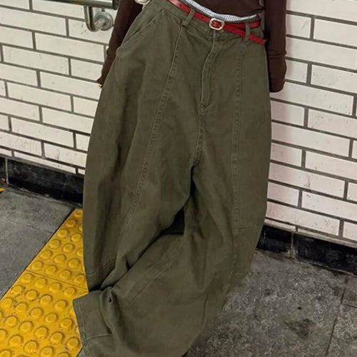 Load image into Gallery viewer, High Waist Green Brief Vintage Long Casual Wide Leg Jeans New Women Trousers Fashion Tide Spring Autumn 2025 1DJ0110

