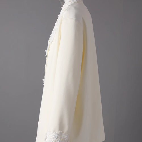 Load image into Gallery viewer, Women Apricot Lace Big Size Vintage Elegant Blazer New V-neck Long Sleeve Jacket Fashion Tide Spring Autumn 2025 CPG3179
