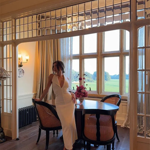 Load image into Gallery viewer, Halter Deep V Neck Sleeveless Sexy Maxi Dress For Women Elegant Backless Bodycon Tank Dress Femme Fashion Long Dress
