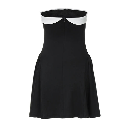 Load image into Gallery viewer, Sexy Sleeveless Patchwork Off-shoulder Backless Strapless Mini Dress For Women Solid Zipper Slim Sexy Club Party Dress

