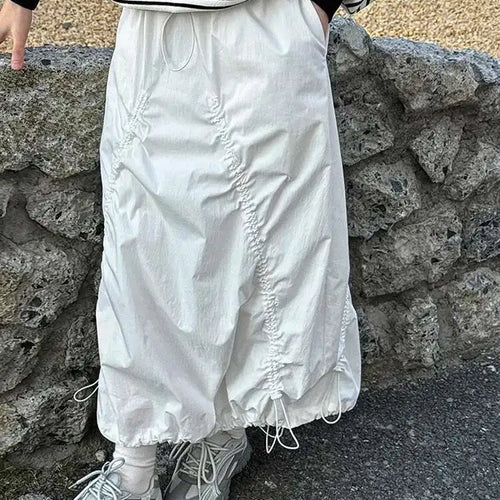 Load image into Gallery viewer, High Elastic Waist White Drawstring Irregular Casual Half-body Skirt Women Fashion Tide New Spring Autumn 2025 1DH9428
