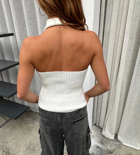 y2k Knitted Vest 2000s Women Summer Clothes Sleeveless Backless Zipper Halter Neck Sweater Top Fashion Party Streetwear