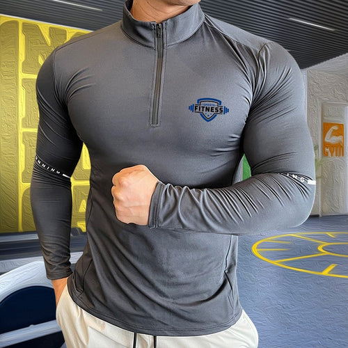 Load image into Gallery viewer, Mens Compression T-shirt Gym Fitness Sweatshirt Running Exercise Sports Tops Turtleneck Knitwear Long Sleeves Clothing Plus Size
