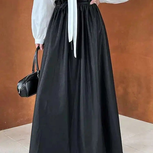 Load image into Gallery viewer, High Elastic Waist Coffee Pu Leather Vintage Long A-line Half-body Skirt Women Fashion Tide New Spring Autumn 2025 1DH7198
