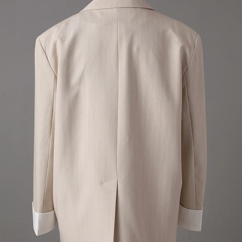 Load image into Gallery viewer, Women Apricot Striped Color-block Big Size Blazer New Lapel Long Sleeve Jacket Fashion Tide Spring Autumn 2025 30A2753
