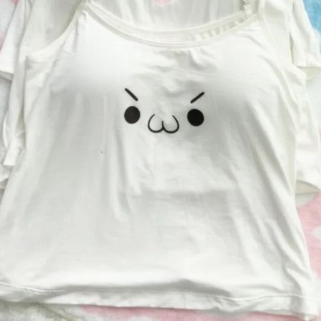 Cotton Crop Tops Cartoon Print Sleeveless Sling Vest Women Clothing Fashion Summer Cute Korean Y2k Tanks 2024 Ropa Mujer 49B692