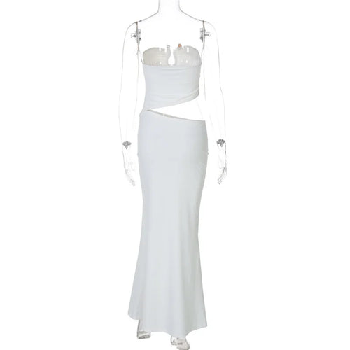 Load image into Gallery viewer, Strapless Hollow Out Sexy Maxi Dress Women Gown Summer New Off-shoulder Backless Sleeveless Beach Club Long Dress
