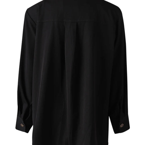 Load image into Gallery viewer, Women Blue Rivet Shoulder Padded Big Size Blouse New Lapel Long Sleeve Shirt Fashion Tide Spring Autumn 2025 CPG3097
