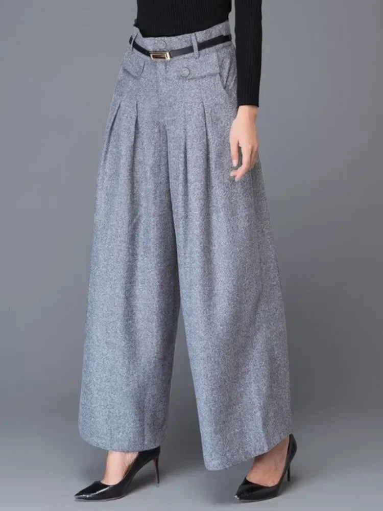 Urban Fashion Classic Grey Suit Pants for Women Fall 2025 Spring Loose Wide-leg Comfortable Pants Bottoms Office Ladies
