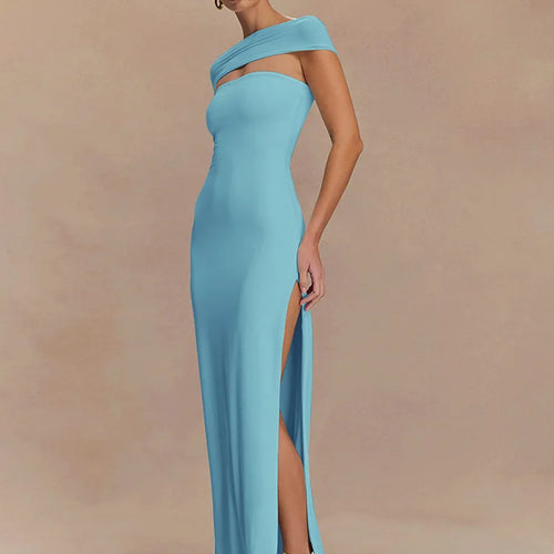 Load image into Gallery viewer, Off-shoulder Strapless Sexy Maxi Dress Women Gown Fashion  Sleeveless Backless High Waist Split Club Party Long Dress
