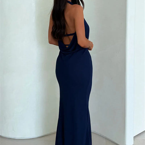 Load image into Gallery viewer, Halter Deep V Neck Sexy Maxi Dress Women Gown Fashion Sleeveless Backless Thigh High Split Bodycon Club Long Dress
