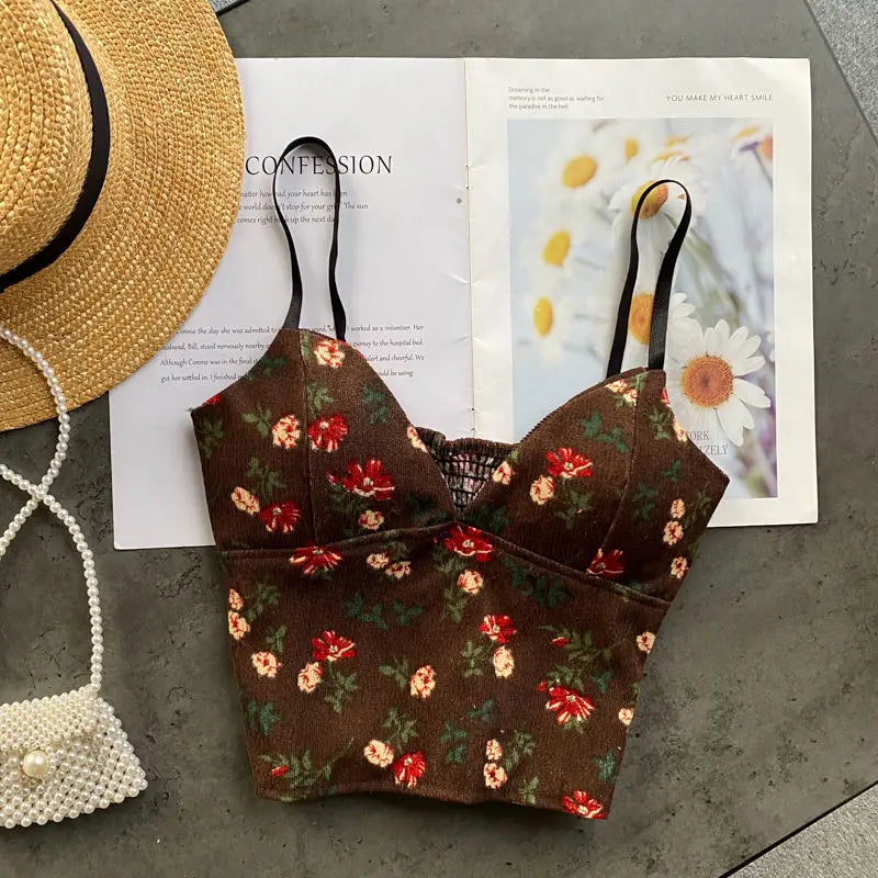Women Retro Strap Tops Summer V Neck Sleeveless Backless Slim Tank Top Chic Print Sexy Off Shoulder Short Camis Y2k