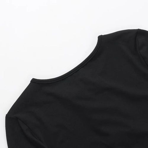 Load image into Gallery viewer, Hollow Out Long Sleeve Sexy Mini Dress For Women Robe Autumn New Black O Neck Club Party Sexy Dress Elegant Clubwear
