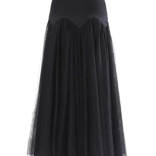 Load image into Gallery viewer, High Waist Gray Mesh Color-block Spliced Elegant A-line Half-body Skirt Women Fashion Tide New Spring Autumn 2025 1DH9838
