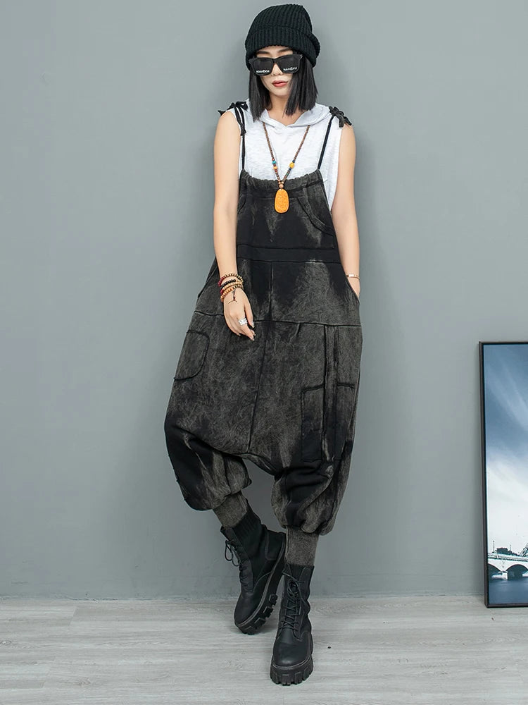 High Waist Black Vintage Big Size Long Casual Overalls Jeans New Women Trousers Fashion Tide Spring Autumn 2025 1DH9547