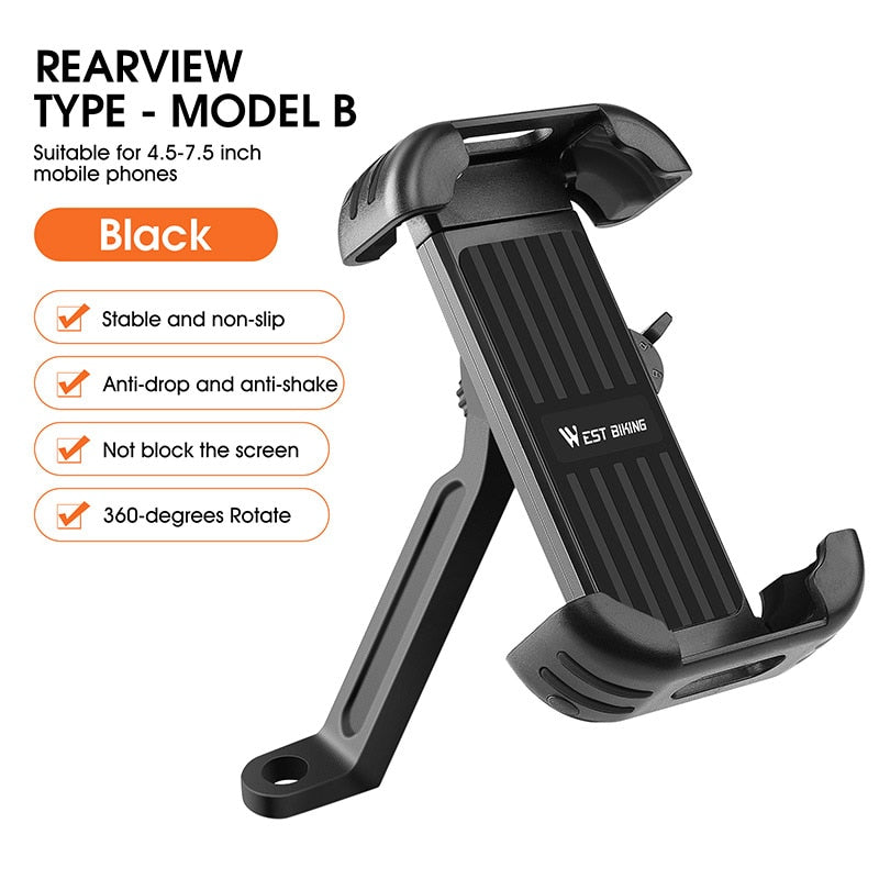 Motorcycle Phone Holder 360° Adjustable Bike Phone Support Electric Scooter Smartphones Bracket Gps 4.5-7.5 Inch