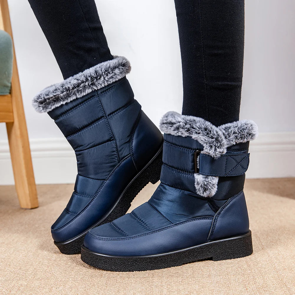 Women's Boots 2025 New Winter Boots With Fur Keep Warm Botas Mujer Rubber Snow Boots Black Footwear For Winter Shoes Woman Boot