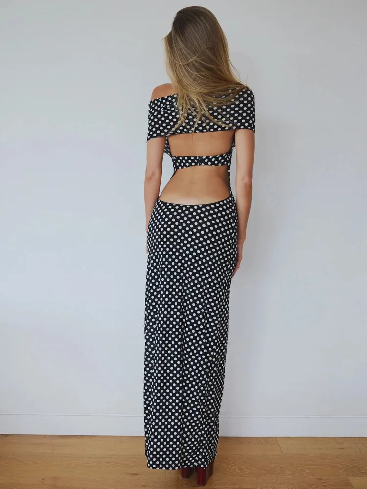 Elegant Sleeveless Hanging Collar One Shoulder Dress Women Sexy Backless Bodycon Slit Dress Party Holiday Beach Vestido