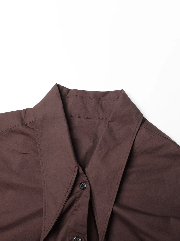 Minimalist Spring Shirts For Women Lapel Long Sleeve Casual Loose Solid Blouse Female Fashion Style Clothing