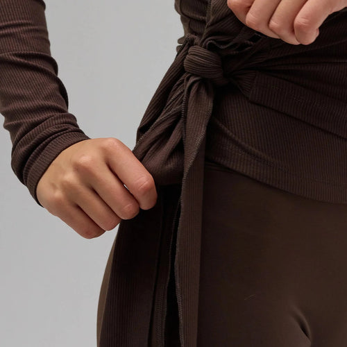 Load image into Gallery viewer, y2k Wrap Tops Sexy Women Aesthetic Clothing Solid Color Tie-up Long Sleeve Cropped T Shirts 2000s Clothes Streetwear
