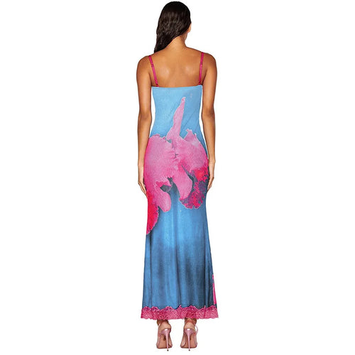 Load image into Gallery viewer, Spaghetti Strap Print Sexy Maxi Dress For Women Fashion Sleeveless Backless Bodycon Club Printed Long Dress Elegant
