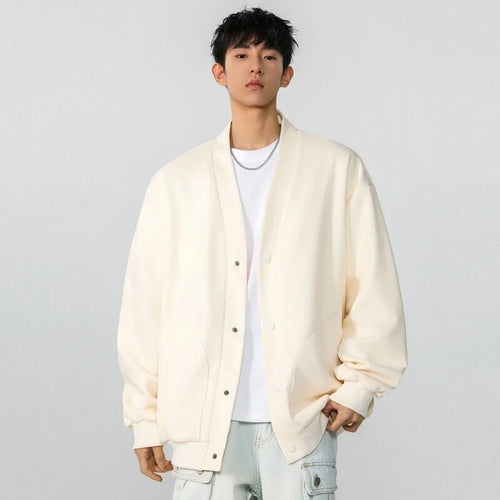 Load image into Gallery viewer, Fashion Men&#39;s Sweatshirts V-neck Single Breasted Solid Color Casual Menswear Loose Pocket Male Coats Korean Chic 9W1239
