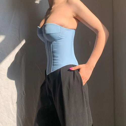 Load image into Gallery viewer, Corset Tops y2k Clothes Women Solid Color Off Shoulder Strapless  Fishbone Bustier Bandeau Sexy Clothing Streetwear
