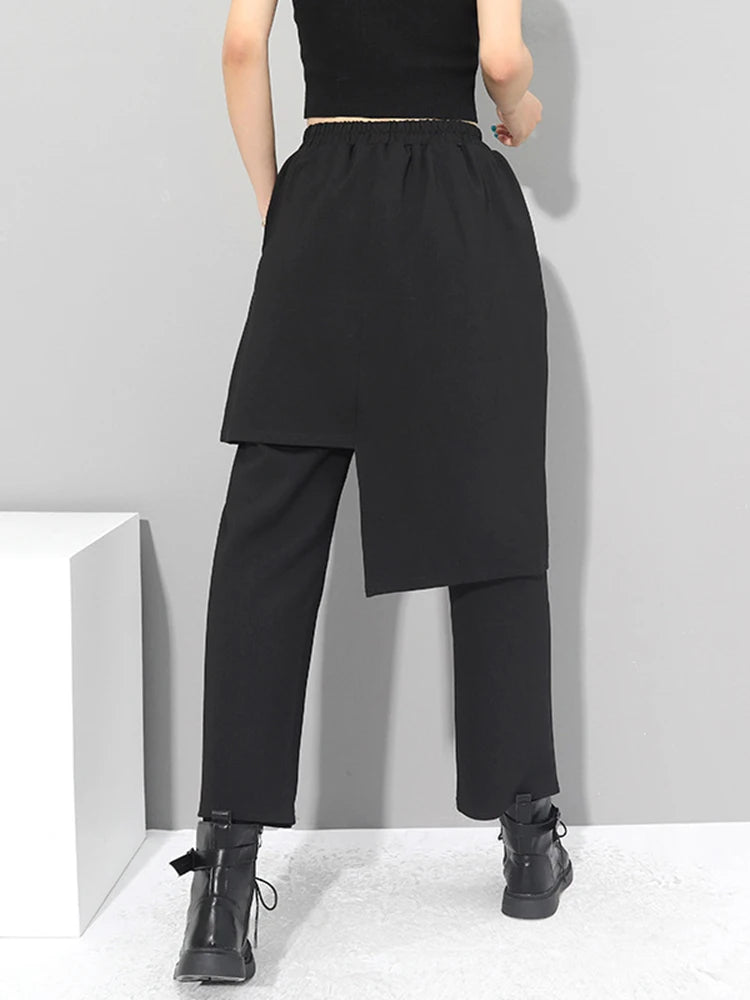 High Elastic Waist Black Irregular Long Harem Trousers New Loose Fit Pants Women Fashion Tide Spring Autumn 2025 1DC430
