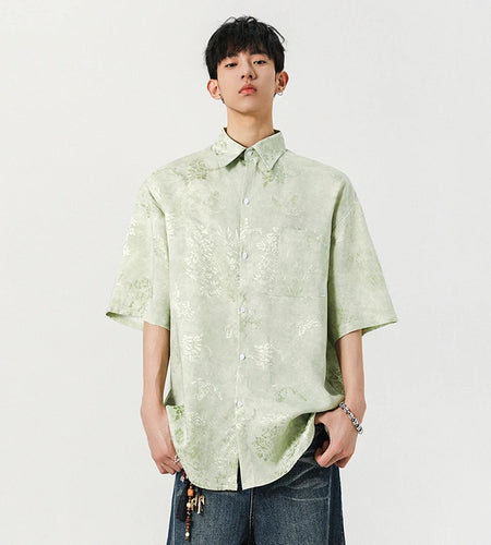 Men's Shirts Short Sleeve Summer Fashion Cool Color Tie Dyeing New American Style Loose Lapel Male Causal Clothing 9W1947