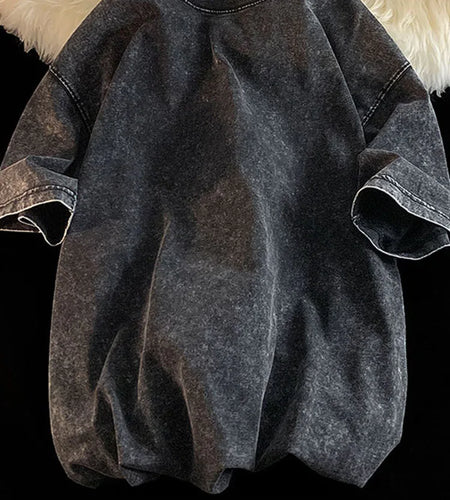 100% Combed Cotton T-shirt Acid Washed T Shirt For Men Unisex Vintage T-shirt Y2k Casual Top Tee Men's Clothing